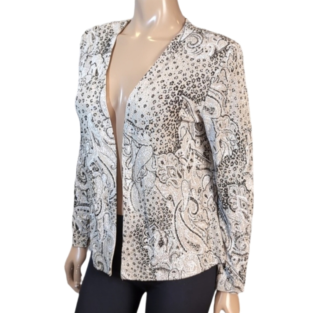 Xscape By Joanna Chen Formal Blazer Jacket Womens Size Large Embellished Gold